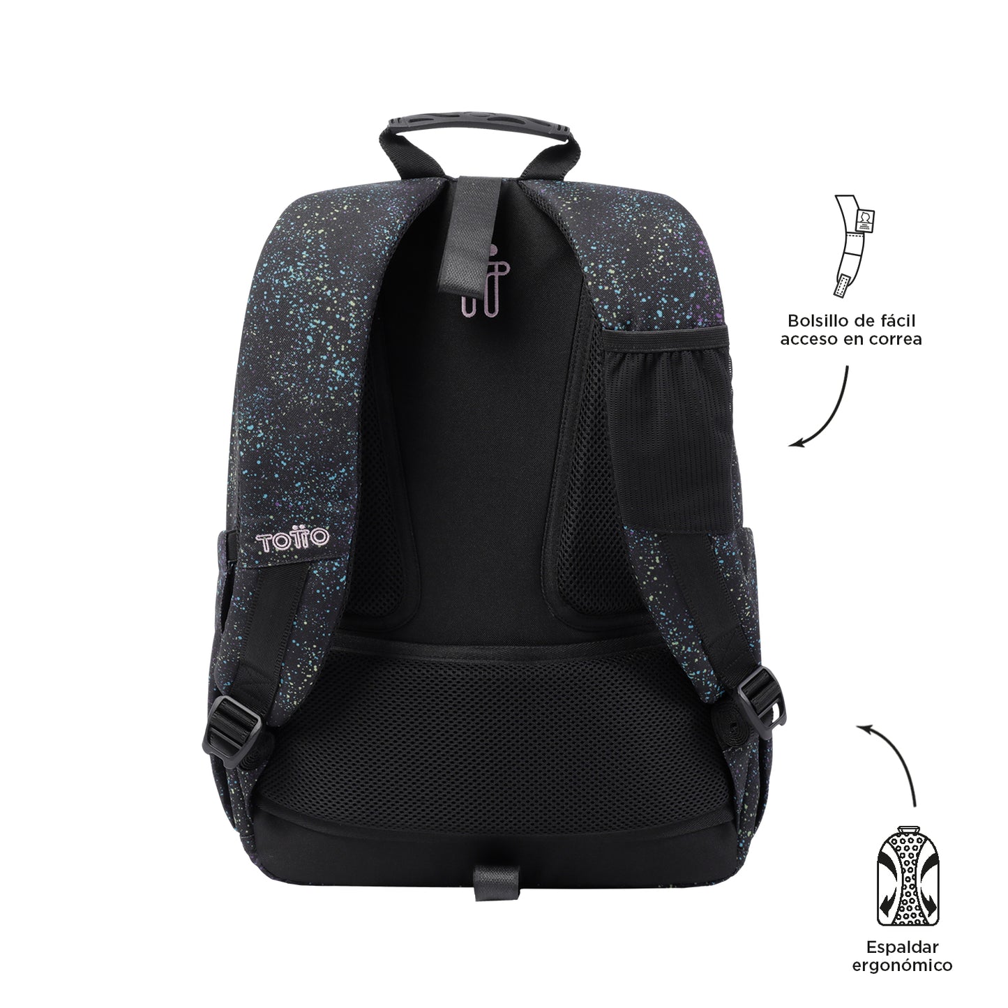 Mochila escolar adaptable a carro Totto Acuareles Salpicado - 44cm