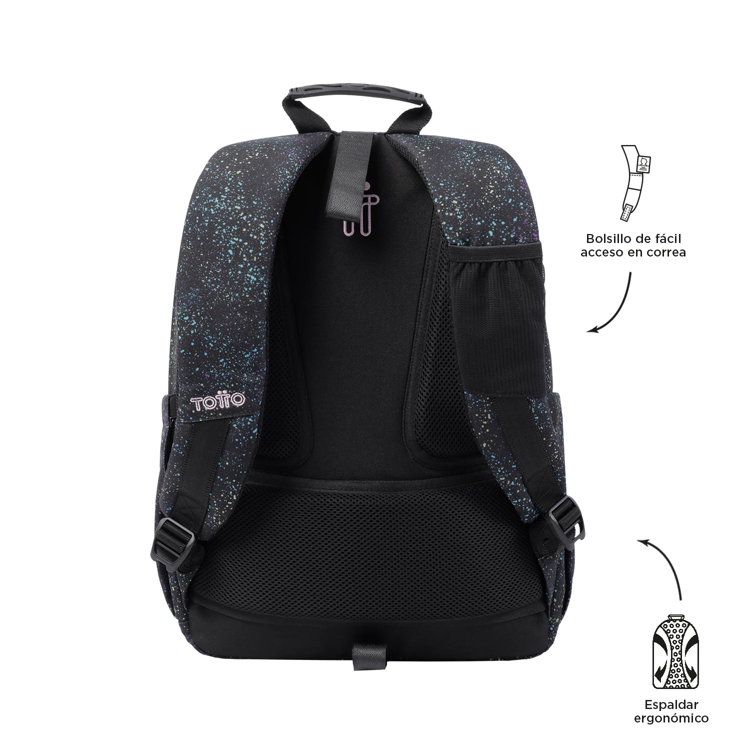 Mochila escolar adaptable a carro Totto Acuareles Salpicado - 44cm
