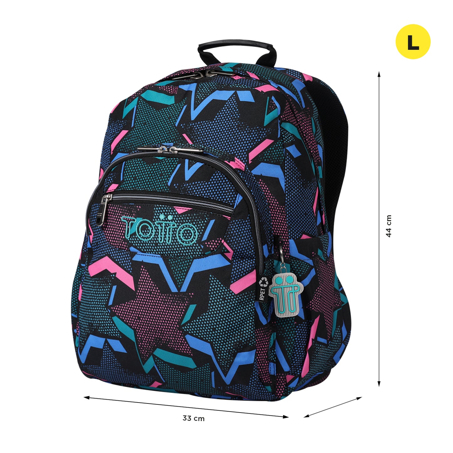 Mochila escolar adaptable a carro Totto Acuareles Lety Black - 44cm