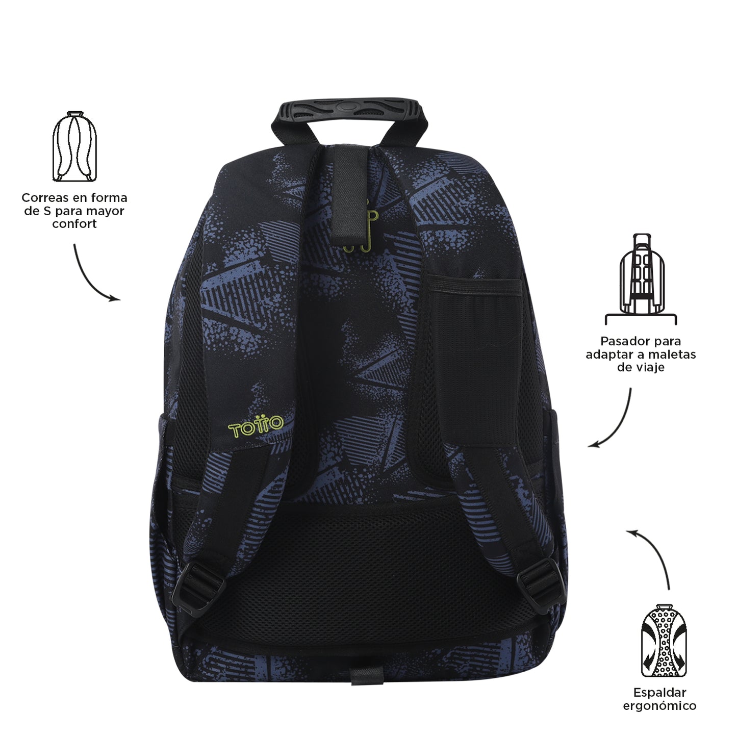 Mochila escolar adaptable a carro Totto Acuareles Stampil - 44cm