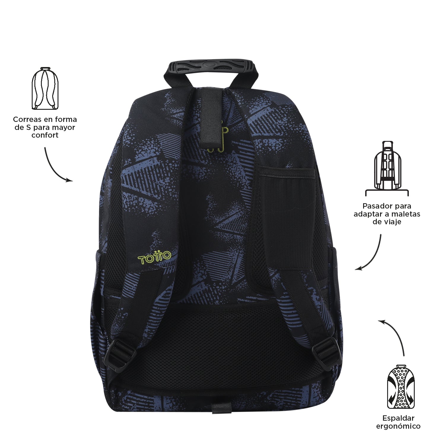 Mochila escolar adaptable a carro Totto Acuareles Stampil - 44cm