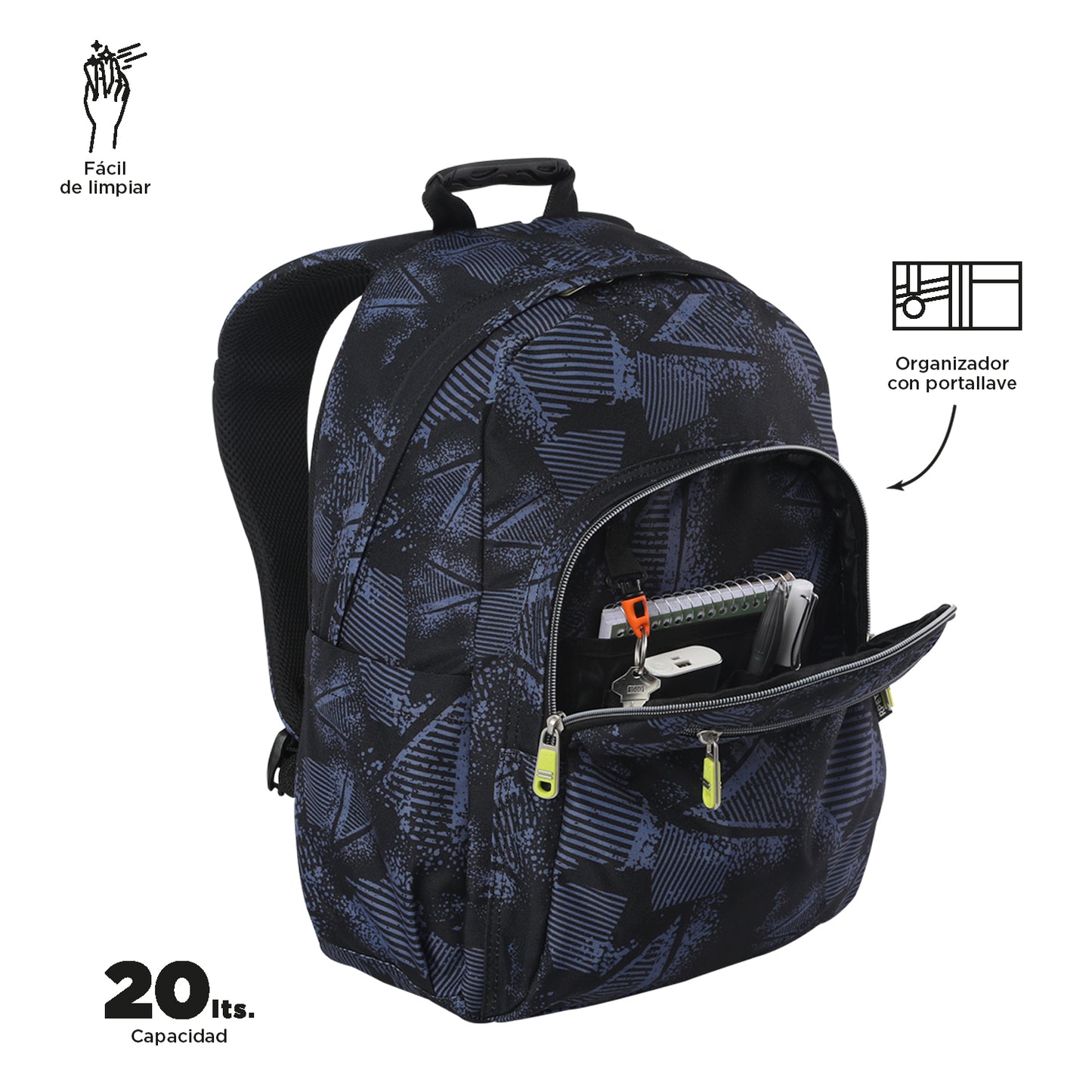 Mochila escolar adaptable a carro Totto Acuareles Stampil - 44cm
