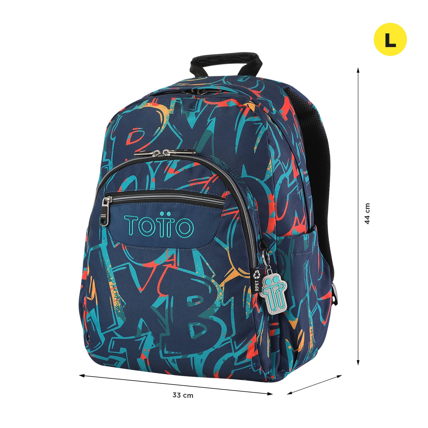 Mochila escolar adaptable a carro Totto Acuareles Shock - 44cm