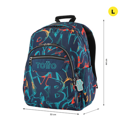 Mochila escolar adaptable a carro Totto Acuareles Shock - 44cm