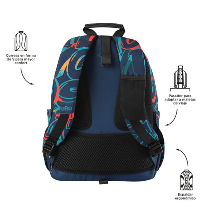 Mochila escolar adaptable a carro Totto Acuareles Shock - 44cm