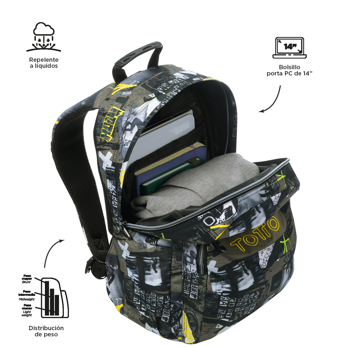 Mochila escolar adaptable a carro Totto Acuareles Baski - 44cm