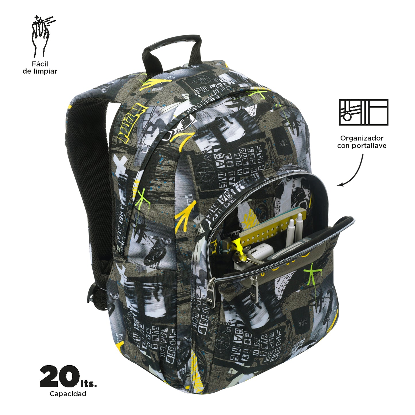 Mochila escolar adaptable a carro Totto Acuareles Baski - 44cm