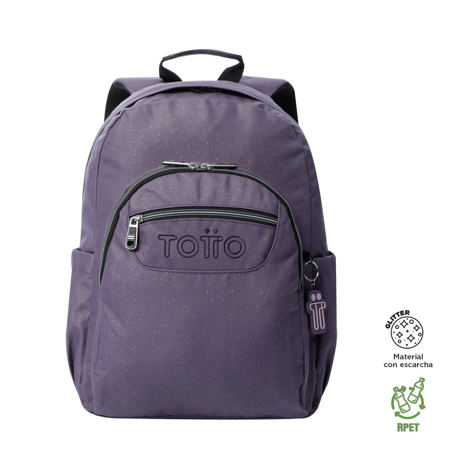 Mochila escolar adaptable a carro Totto Acuareles Glitter - 44cm