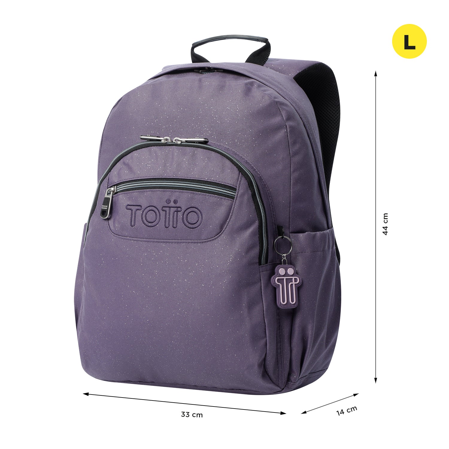 Mochila escolar adaptable a carro Totto Acuareles Glitter - 44cm