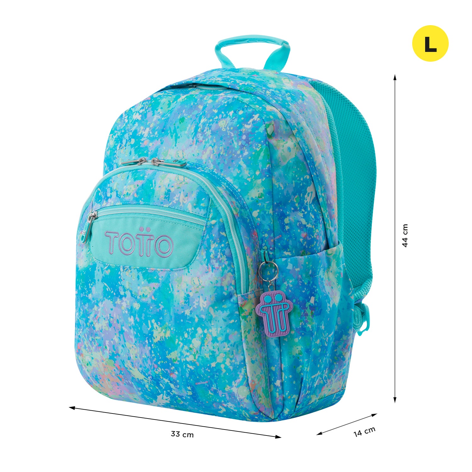 Mochila escolar adaptable a carro Totto Acuareles Glittep - 44cm