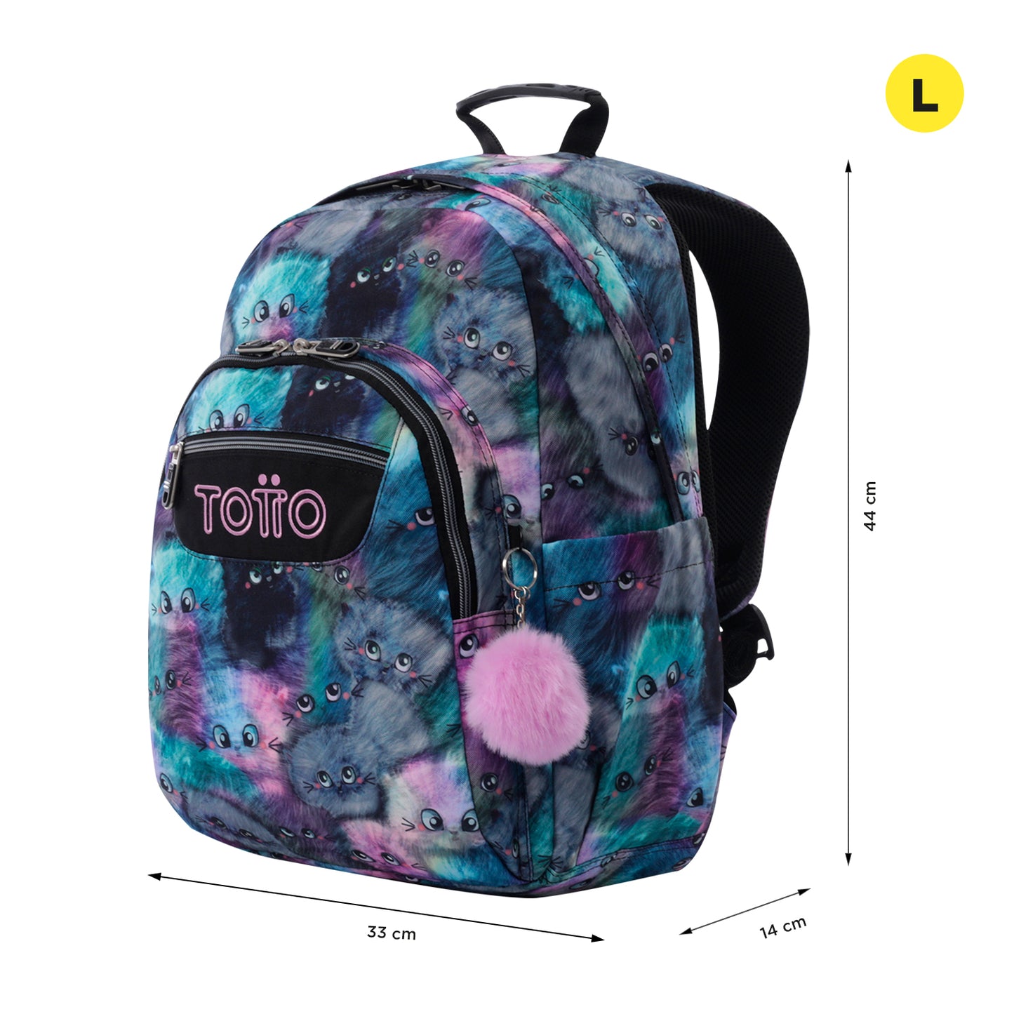 Mochila Totto Acuareles Kitten - 44cm