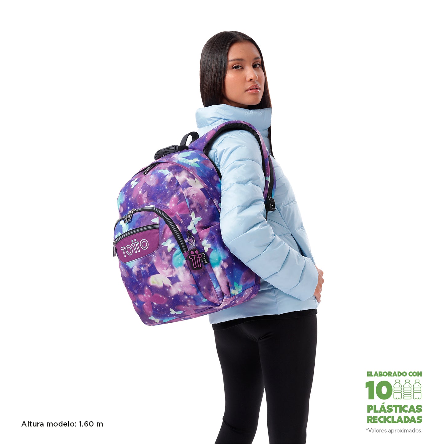 Mochila escolar adaptable a carro Totto Acuareles Star Butterfly - 44cm