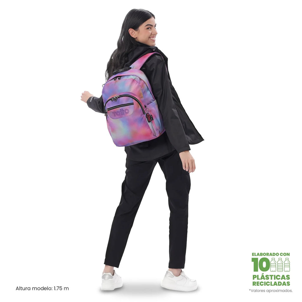 Mochila escolar adaptable a carro Totto Acuareles BLOOM - 44cm