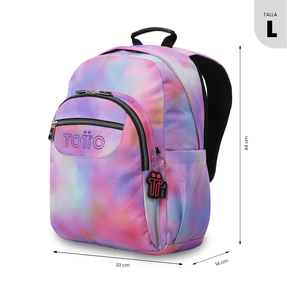 Mochila escolar adaptable a carro Totto Acuareles BLOOM - 44cm