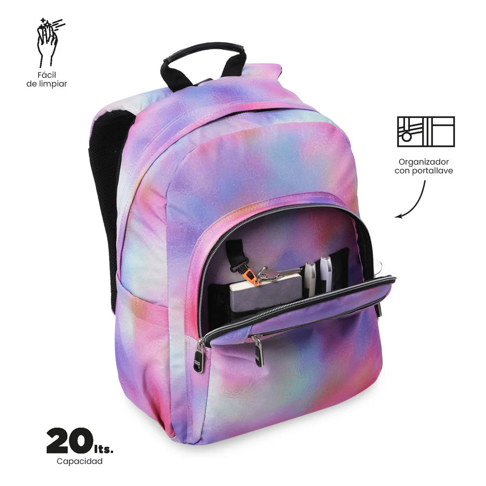 Mochila escolar adaptable a carro Totto Acuareles BLOOM - 44cm