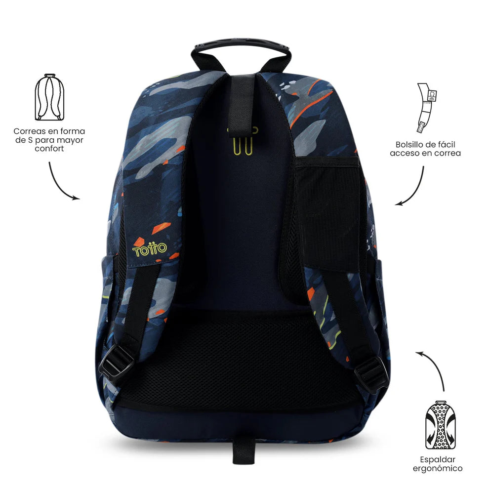 Mochila escolar adaptable a carro Totto Acuareles Groove - 44cm