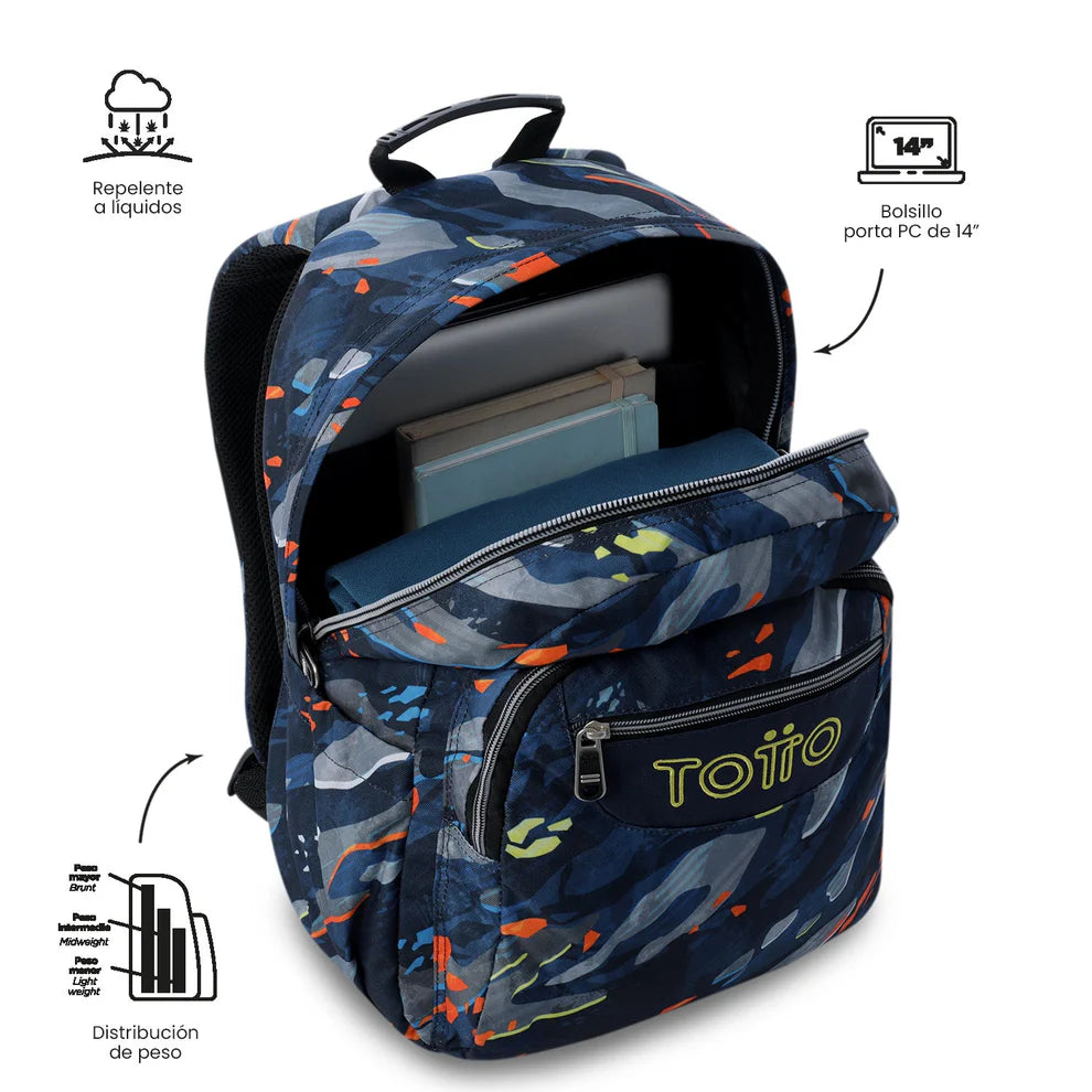Mochila escolar adaptable a carro Totto Acuareles Groove - 44cm