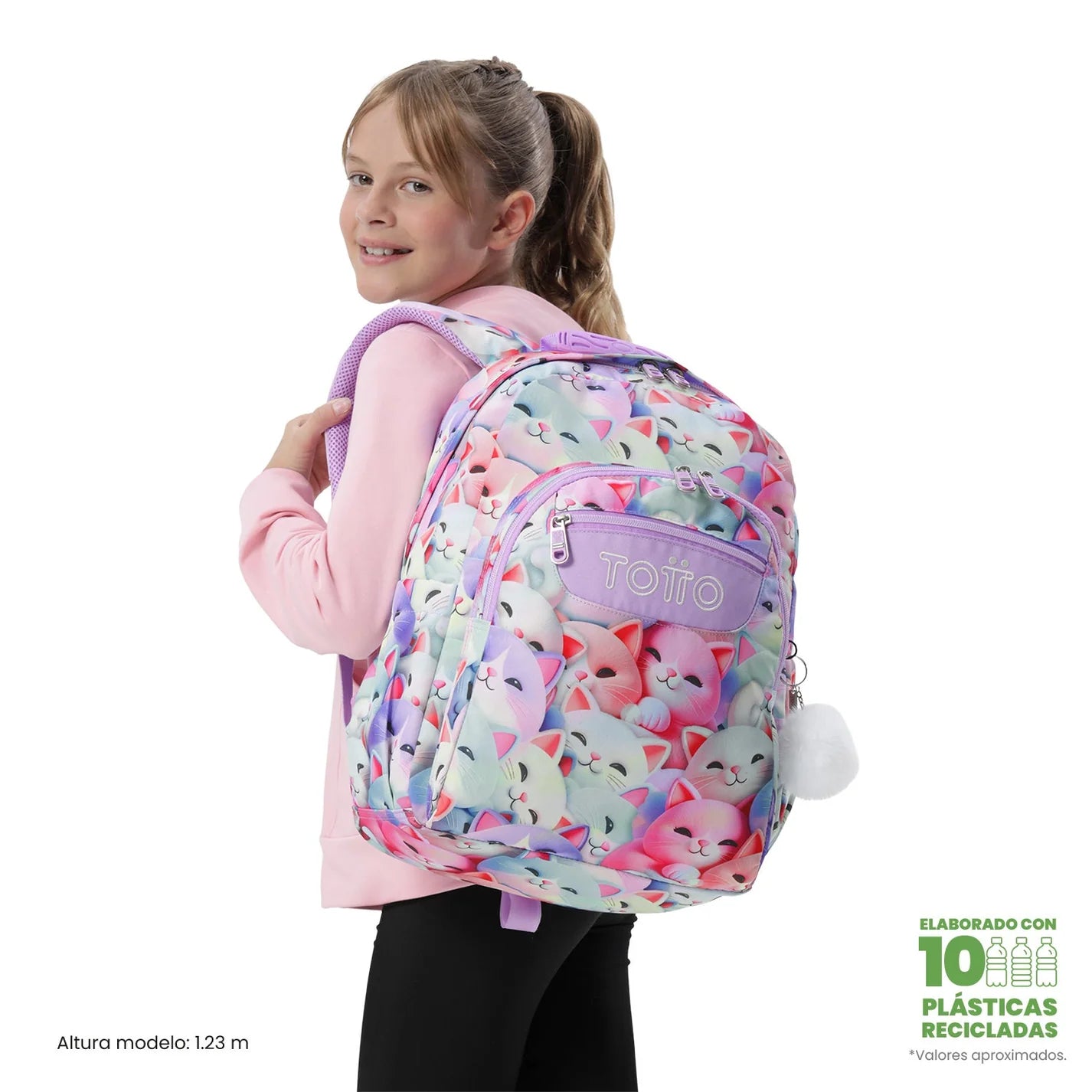 Mochila escolar adaptable a carro Totto Acuareles - 44cm