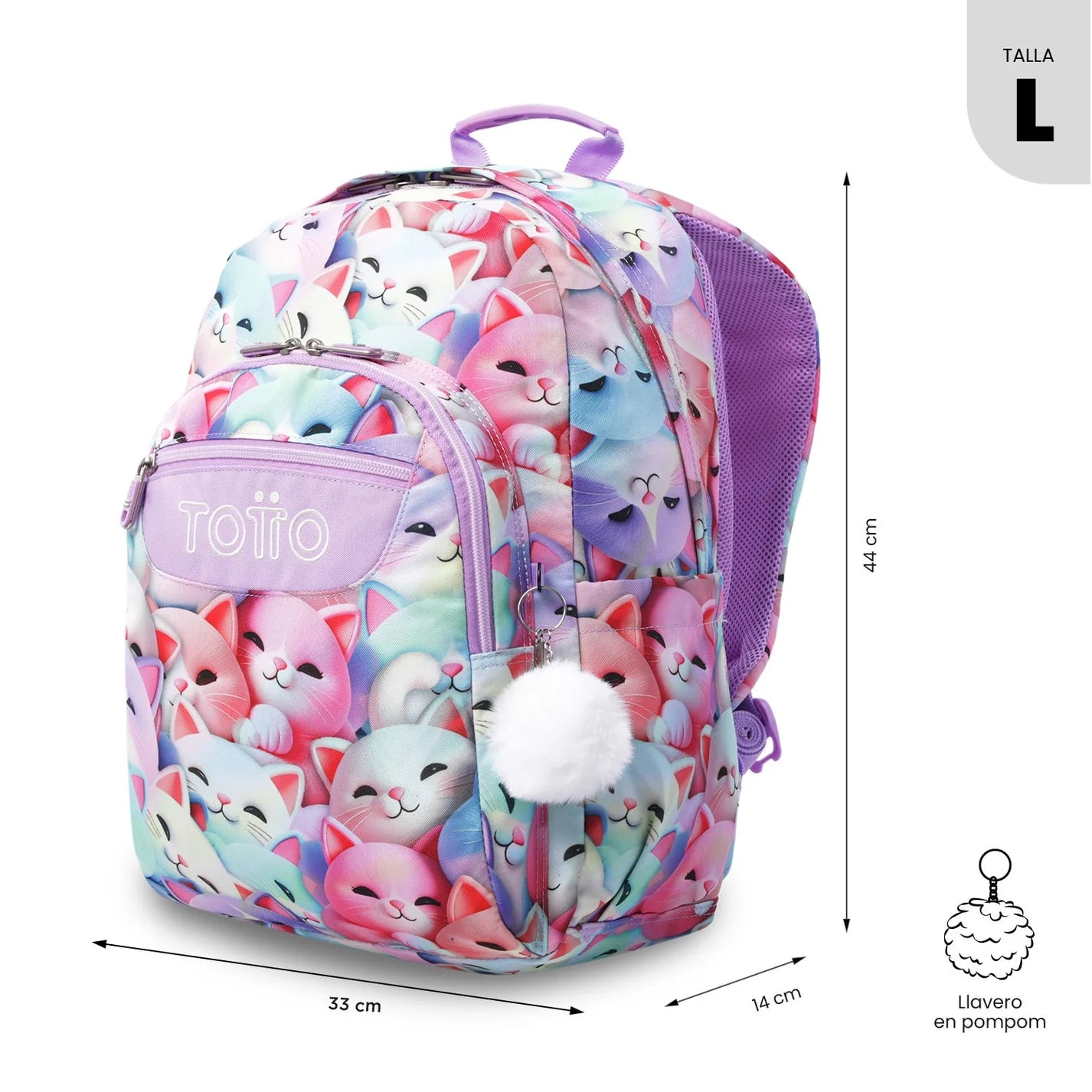 Mochila escolar adaptable a carro Totto Acuareles - 44cm