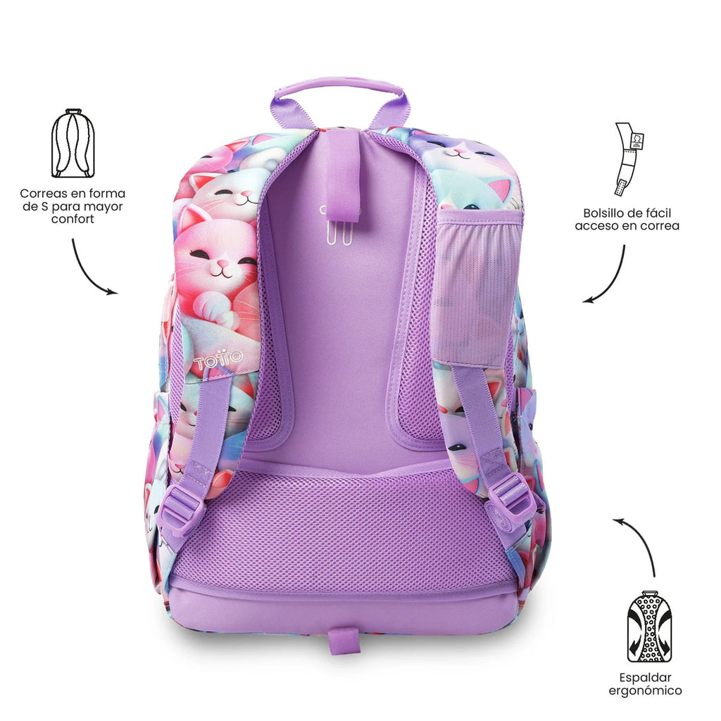 Mochila escolar adaptable a carro Totto Acuareles - 44cm