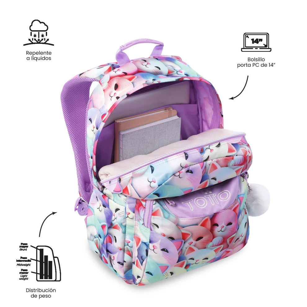 Mochila escolar adaptable a carro Totto Acuareles - 44cm