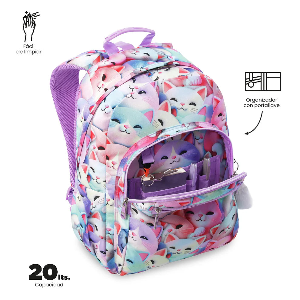 Mochila escolar adaptable a carro Totto Acuareles - 44cm