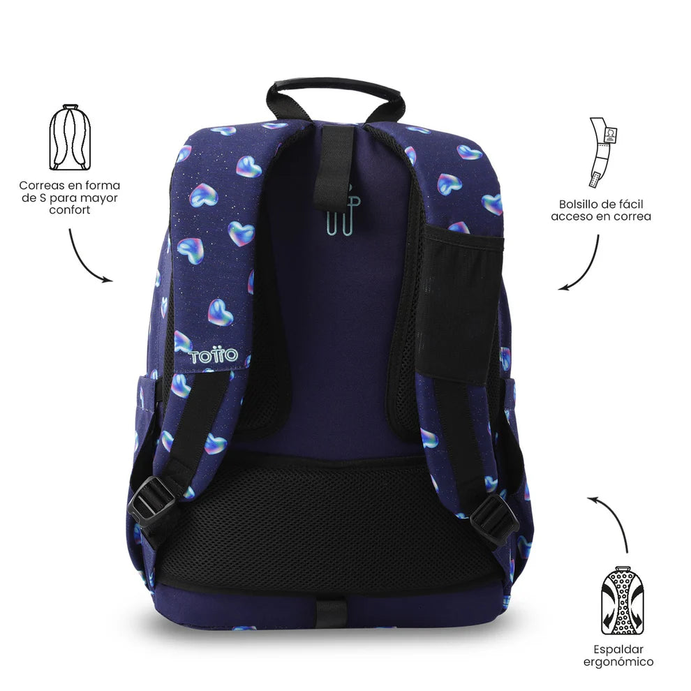 Mochila escolar adaptable a carro Totto Acuareles - 44cm