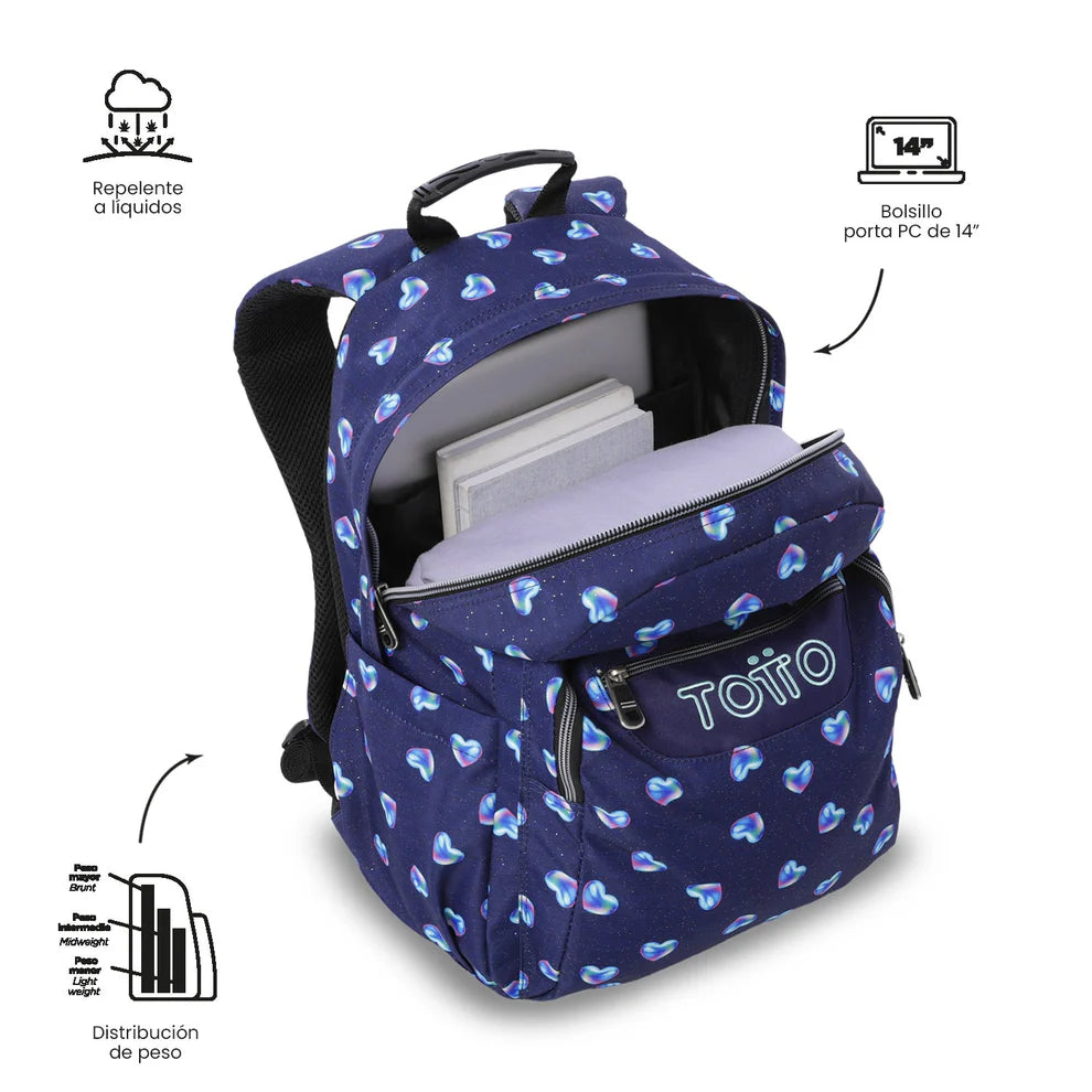 Mochila escolar adaptable a carro Totto Acuareles - 44cm