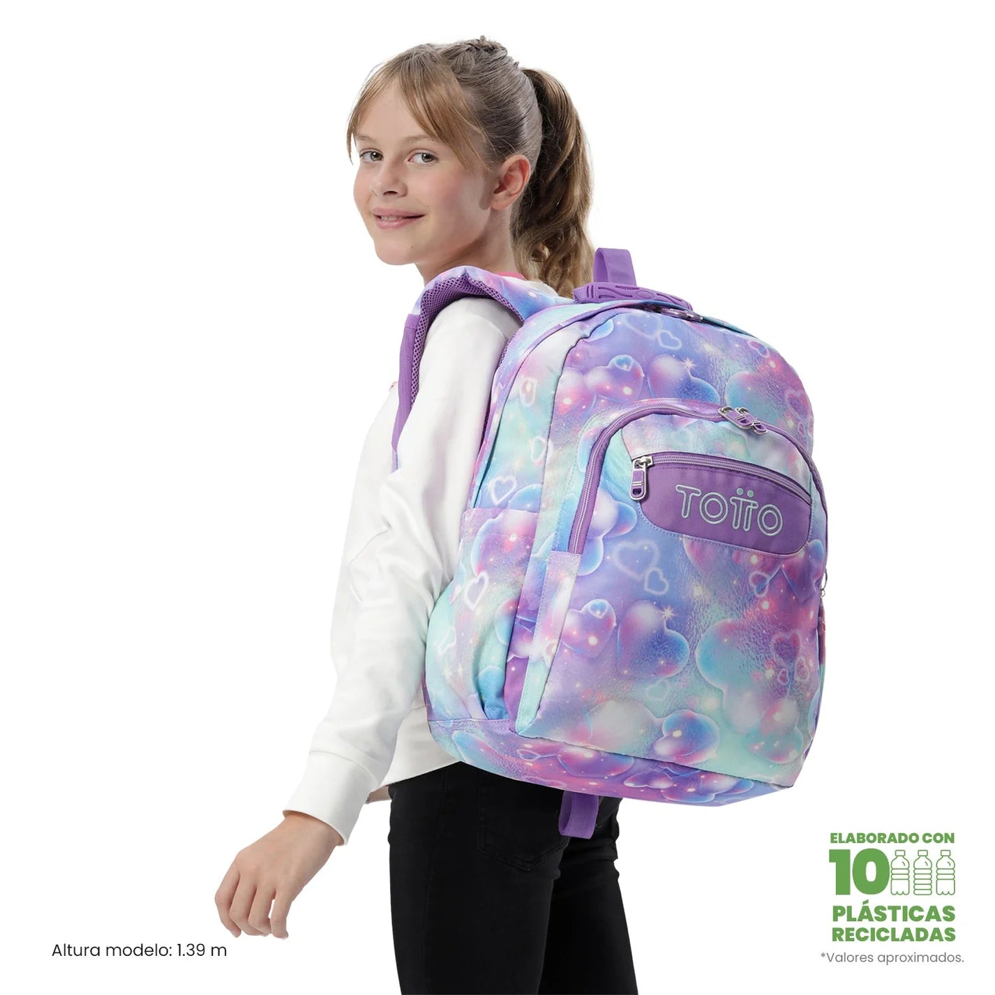 Mochila escolar adaptable a carro Totto Acuareles Korina - 44cm