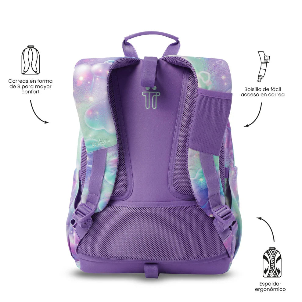 Mochila escolar adaptable a carro Totto Acuareles Korina - 44cm