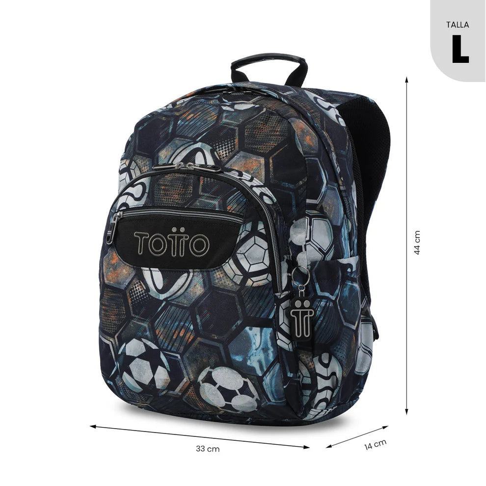 Mochila escolar adaptable a carro Totto Acuareles Soccer - 44cm