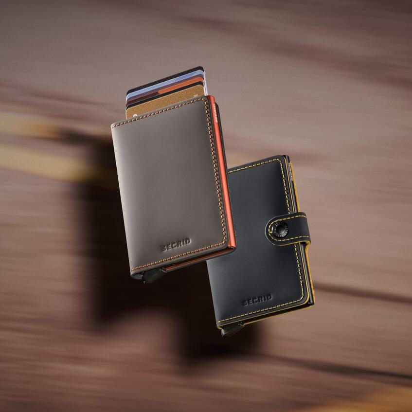 MINIWALLET SECRID MATTE TRUFFLE & ORANGE