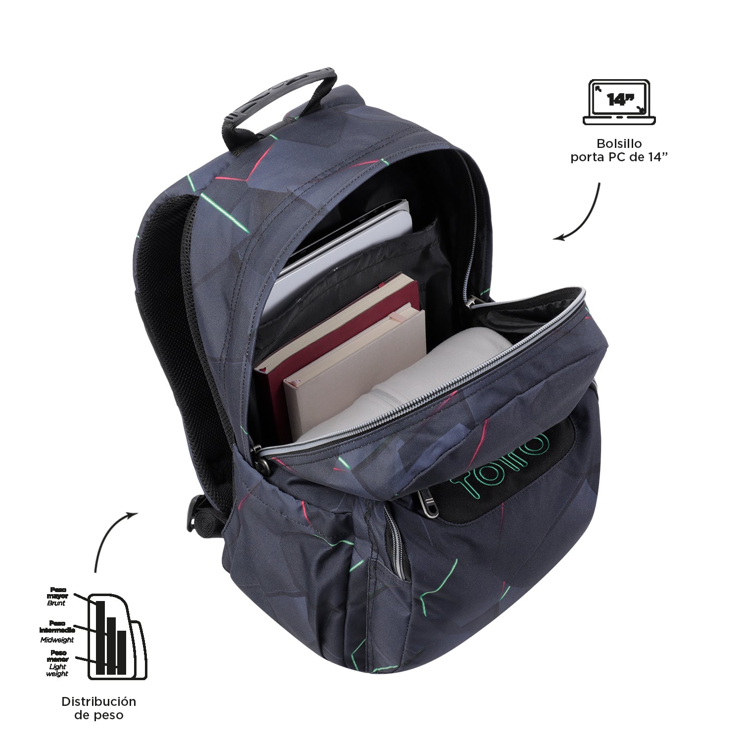 Mochila Totto Acuareles Fractal - 44cm Totto | El Maletí