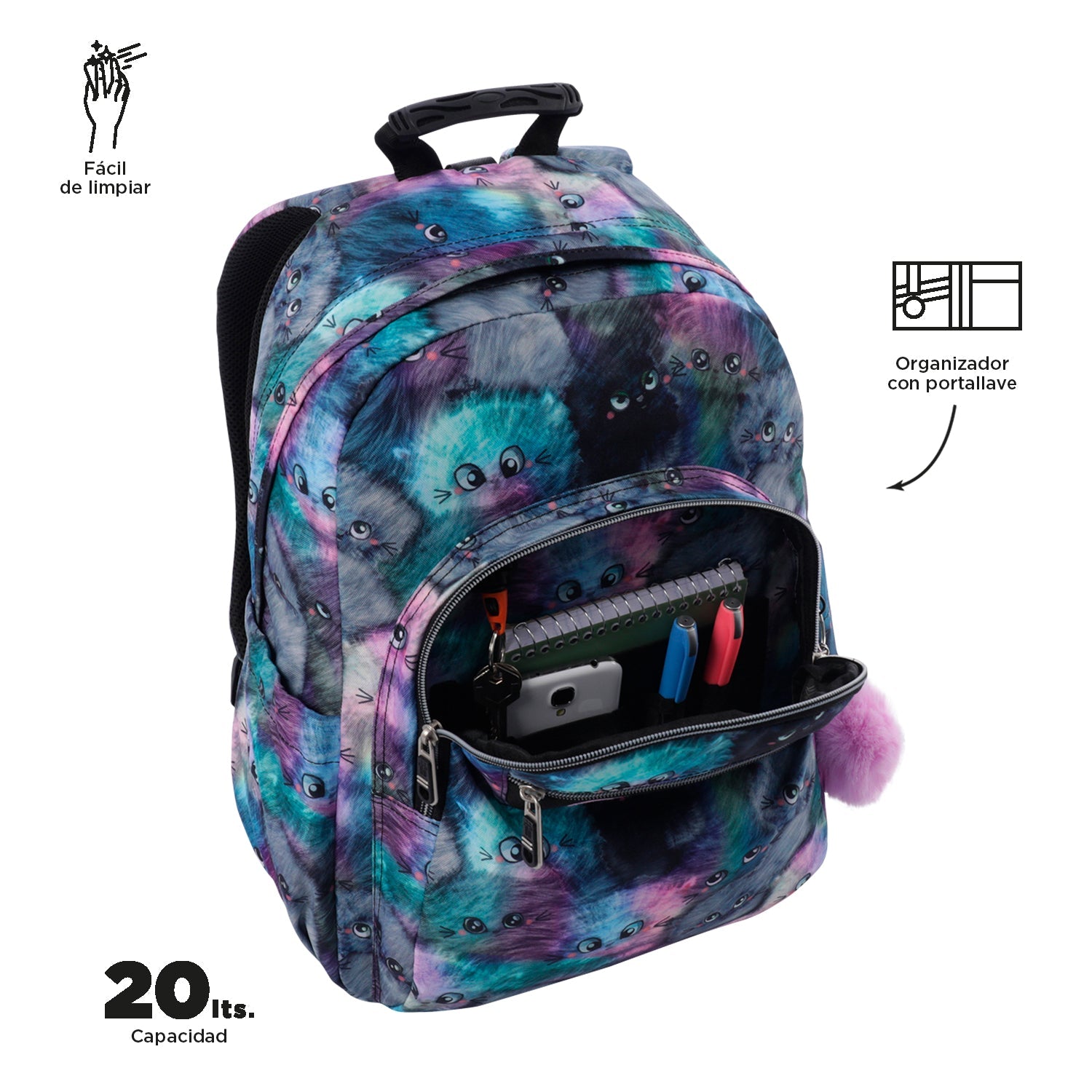 Mochila Totto Acuareles Kitten - 44cm Totto | El Maletí