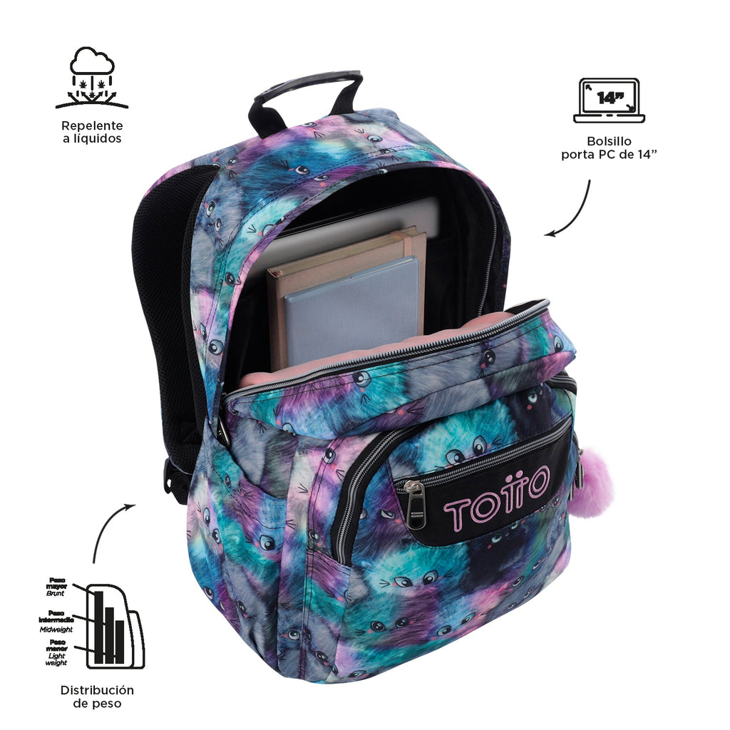 Mochila Totto Acuareles Kitten - 44cm Totto | El Maletí