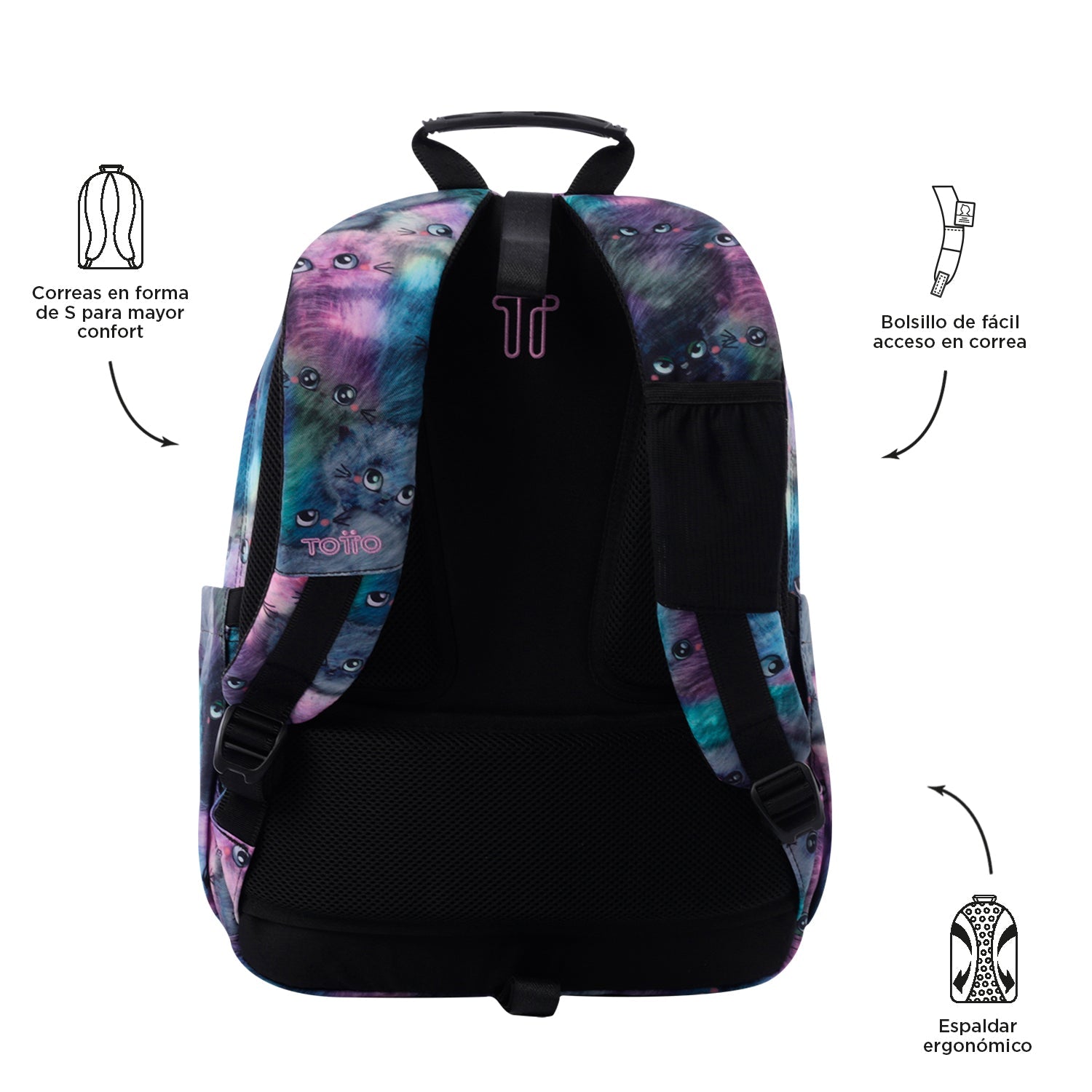 Mochila Totto Acuareles Kitten - 44cm Totto | El Maletí