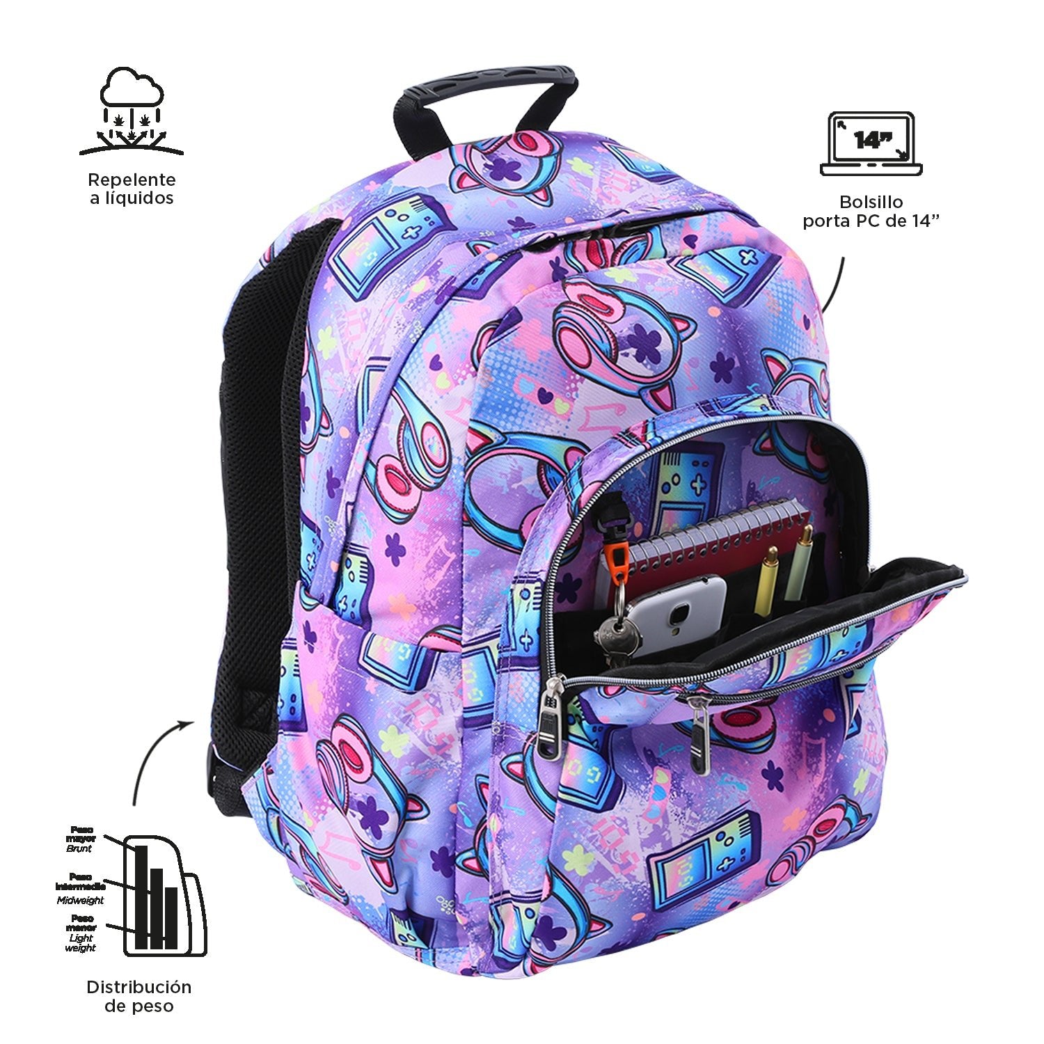 Mochila Totto Acuareles Meowsical - 44cm Totto | El Maletí