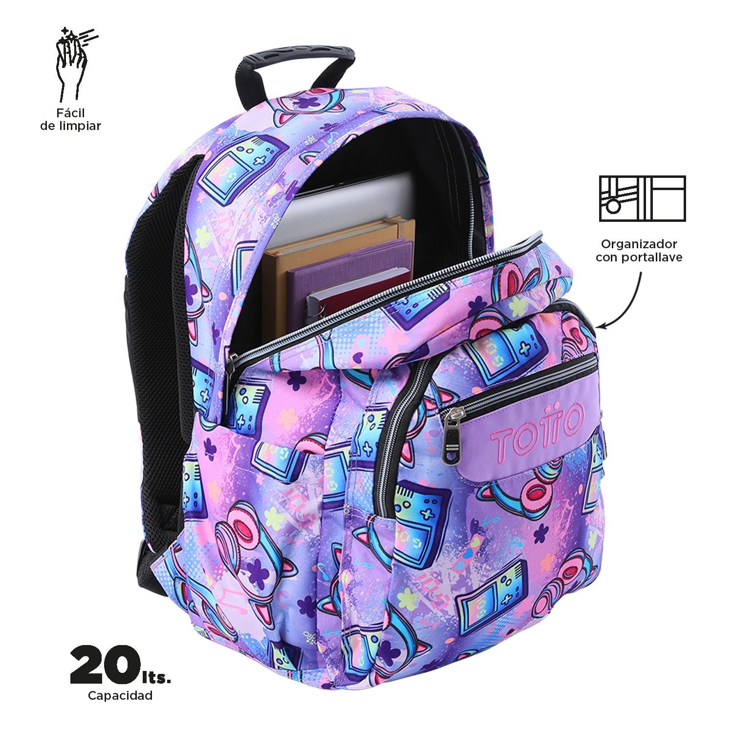 Mochila Totto Acuareles Meowsical - 44cm Totto | El Maletí