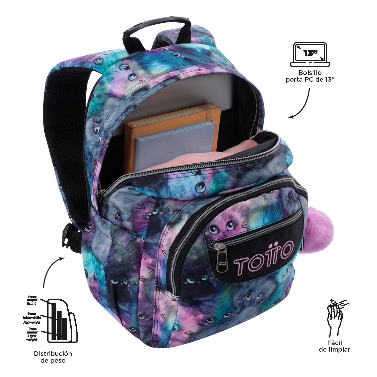 Mochila Totto Gommas Kitten - 39 cm Totto | El Maletí